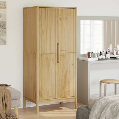 vidaXL Wardrobe "FLORO" Wax Brown 77x53x171 cm Solid Wood Pine 1