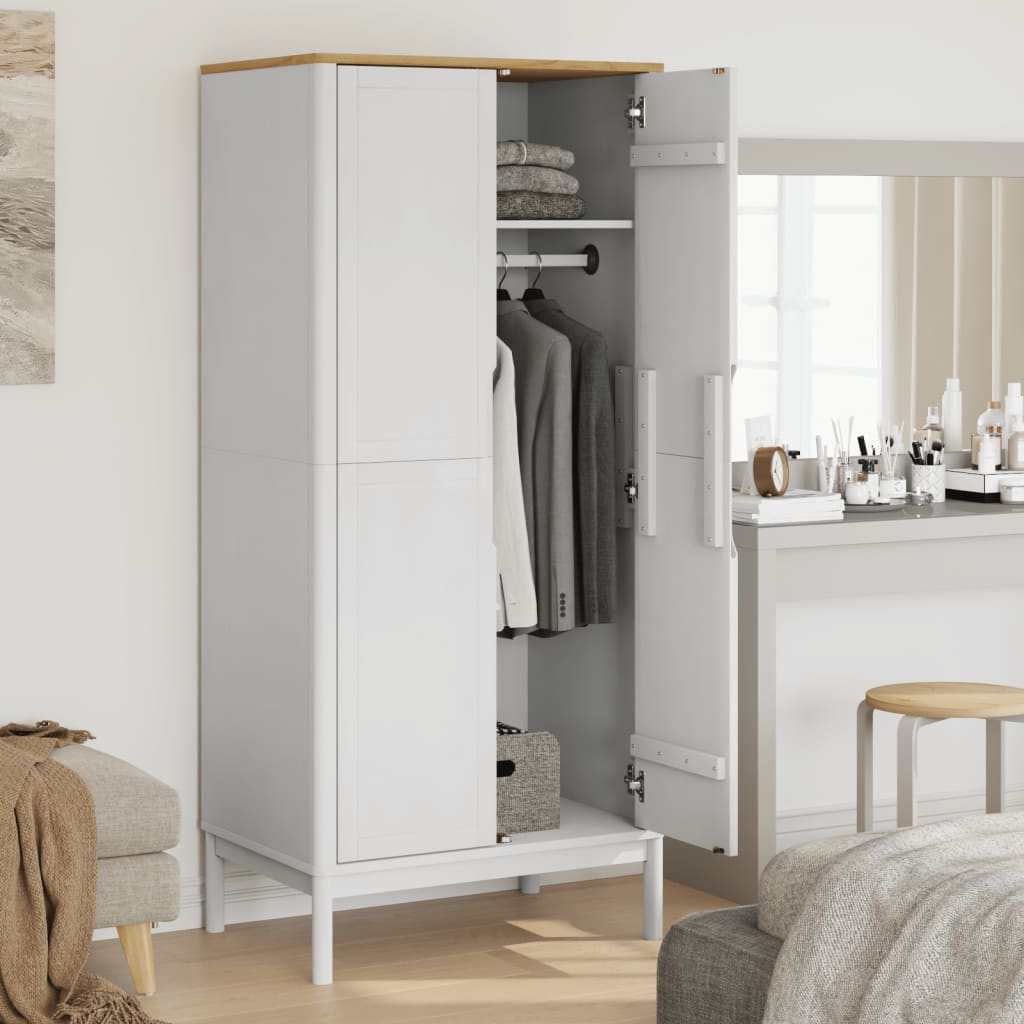 Wardrobe "FLORO" 77x53x171 cm Solid Wood Pine White
