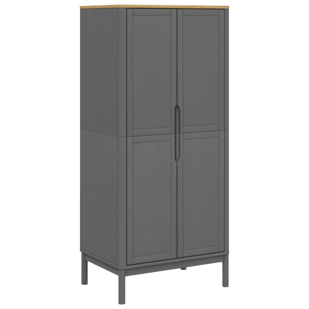 vidaXL Wardrobe FLORO Grey 77x53x171 cm Solid Wood Pine 2