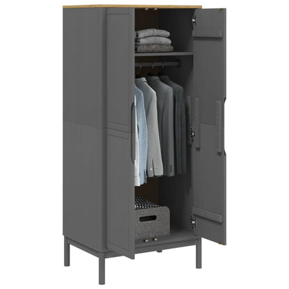 vidaXL Wardrobe FLORO Grey 77x53x171 cm Solid Wood Pine 4