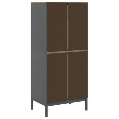 vidaXL Wardrobe FLORO Grey 77x53x171 cm Solid Wood Pine 6