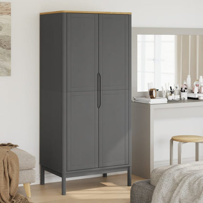 vidaXL Wardrobe FLORO Grey 77x53x171 cm Solid Wood Pine 1