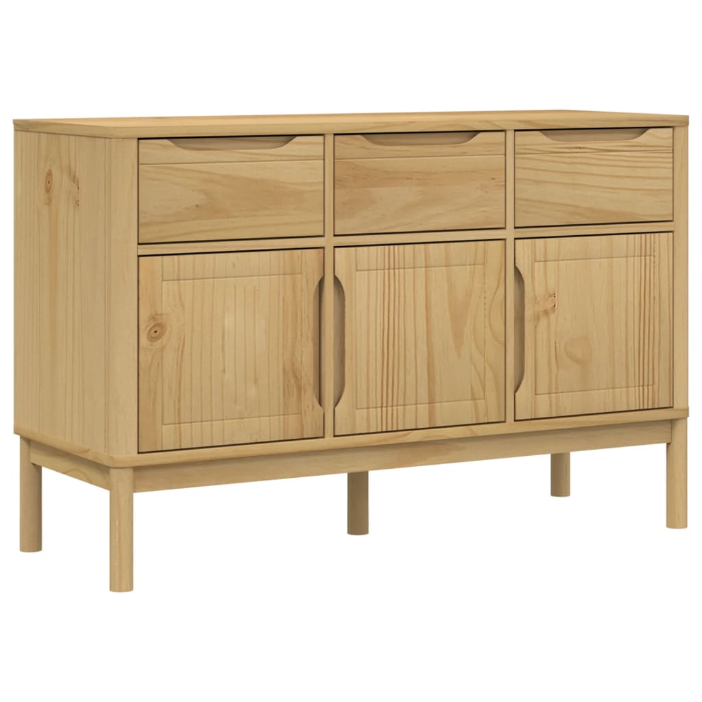 Sideboard "FLORO" 114x43x74 cm Solid Wood Pine Wax brown