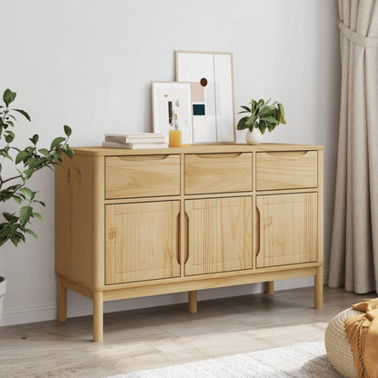 Sideboard "FLORO" 114x43x74 cm Solid Wood Pine Wax brown