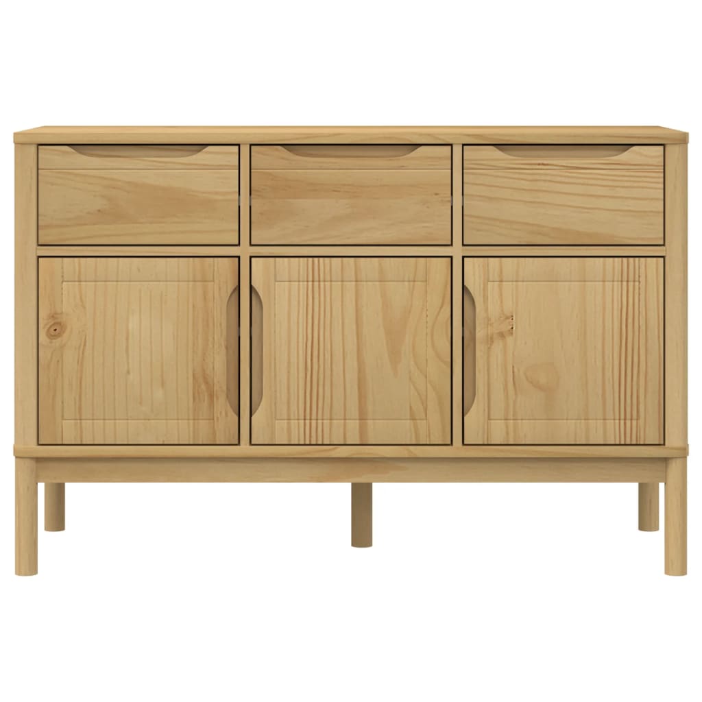 Sideboard "FLORO" 114x43x74 cm Solid Wood Pine Wax brown