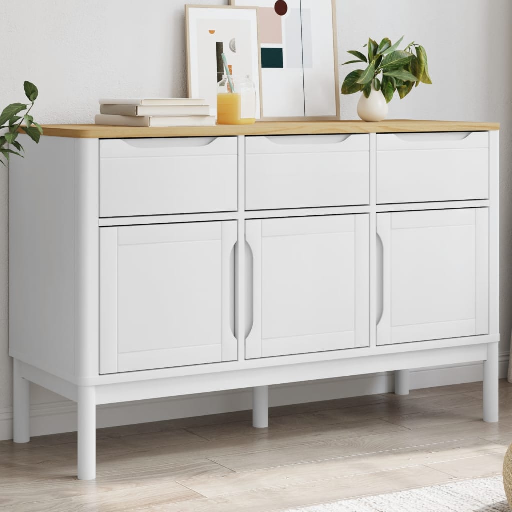 Sideboard "FLORO" 114x43x74 cm Solid Wood Pine White
