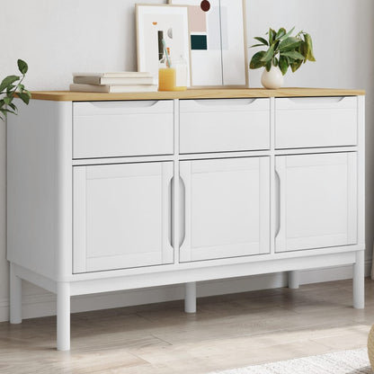Sideboard "FLORO" 114x43x74 cm Solid Wood Pine White