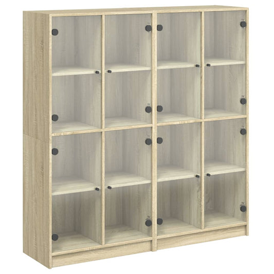 vidaXL Bookcase with Doors Sonoma Oak 136x37x142 cm Engineered Wood 2