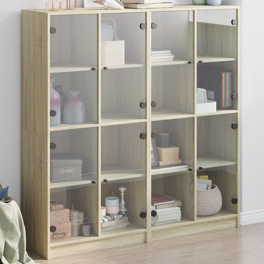 vidaXL Bookcase with Doors Sonoma Oak 136x37x142 cm Engineered Wood 1
