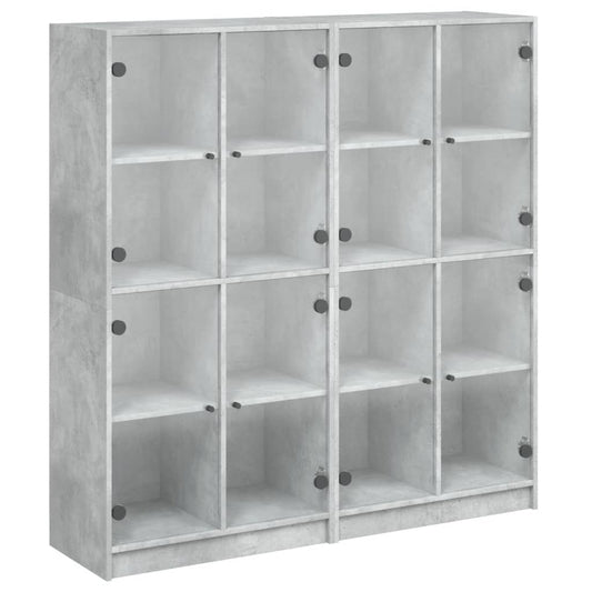 vidaXL Bookcase with Doors Concrete Grey 136x37x142 cm Engineered Wood 2