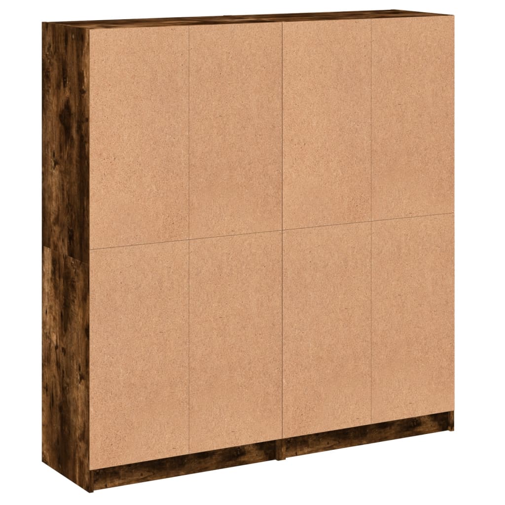 vidaXL Bookcase with Doors Smoked Oak 136x37x142 cm Engineered Wood 6