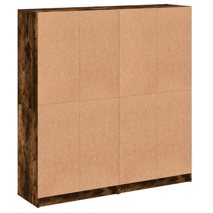 vidaXL Bookcase with Doors Smoked Oak 136x37x142 cm Engineered Wood 6