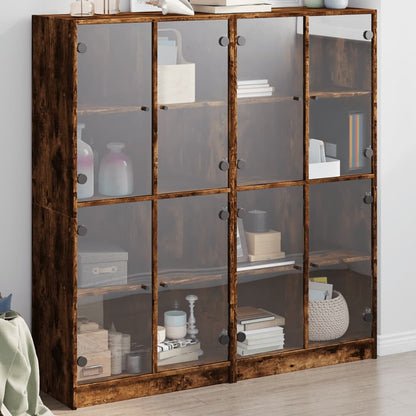 vidaXL Bookcase with Doors Smoked Oak 136x37x142 cm Engineered Wood 1