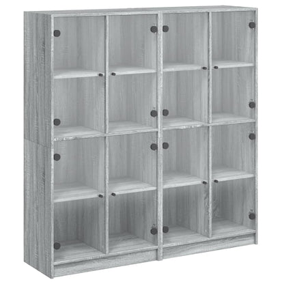 vidaXL Bookcase with Doors Grey Sonoma 136x37x142 cm Engineered Wood 2