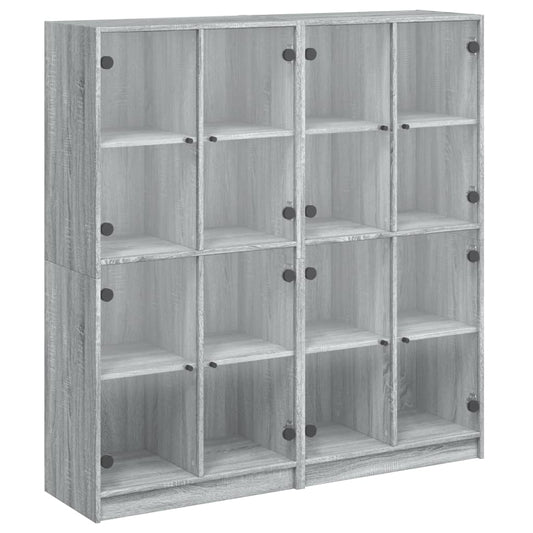 vidaXL Bookcase with Doors Grey Sonoma 136x37x142 cm Engineered Wood 2