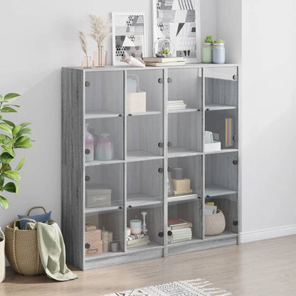 vidaXL Bookcase with Doors Grey Sonoma 136x37x142 cm Engineered Wood 3