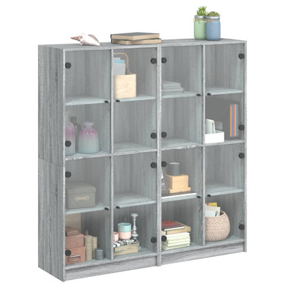 vidaXL Bookcase with Doors Grey Sonoma 136x37x142 cm Engineered Wood 5