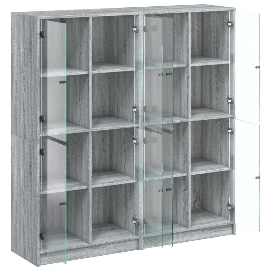 vidaXL Bookcase with Doors Grey Sonoma 136x37x142 cm Engineered Wood 6