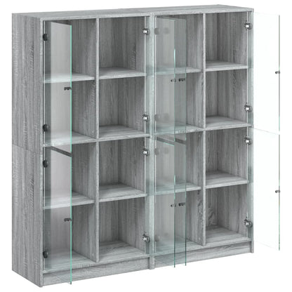vidaXL Bookcase with Doors Grey Sonoma 136x37x142 cm Engineered Wood 6