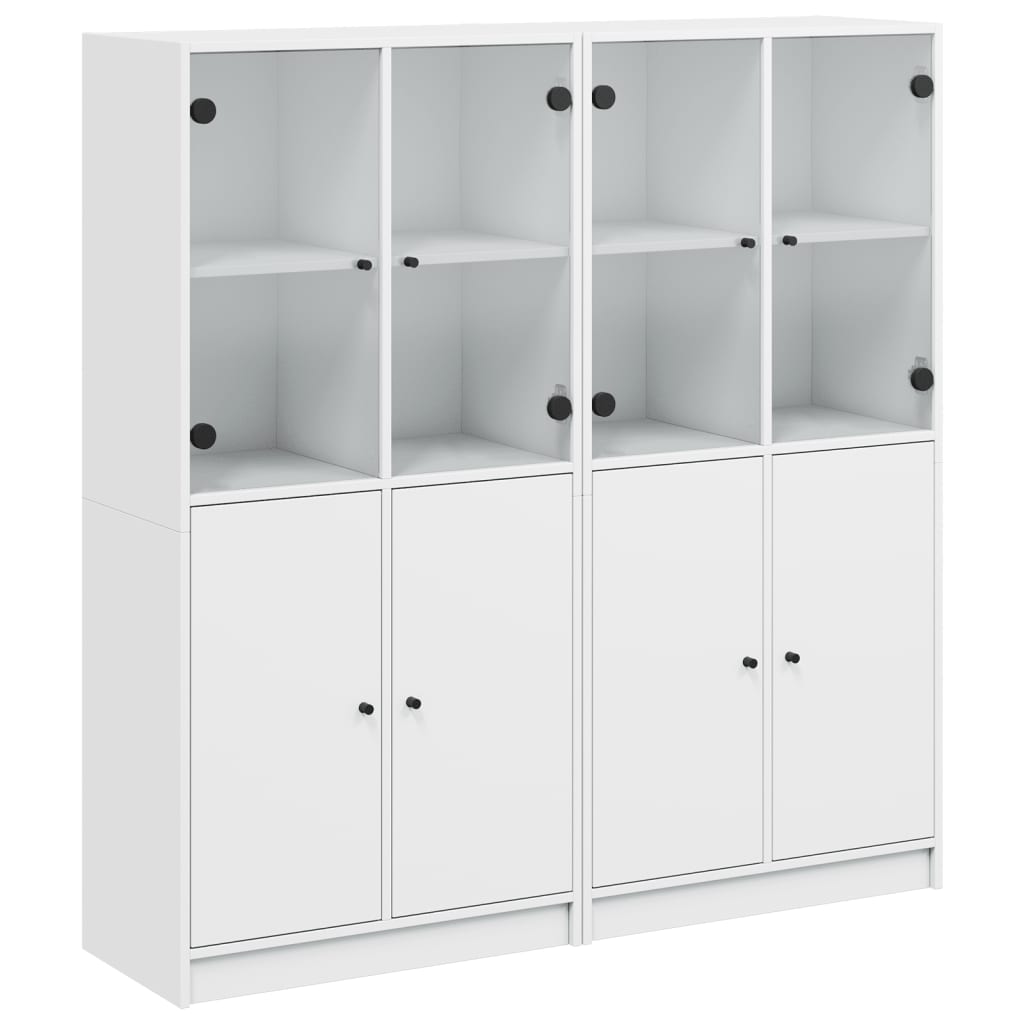 vidaXL Bookcase with Doors White 136x37x142 cm Engineered Wood 2