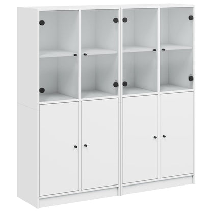 vidaXL Bookcase with Doors White 136x37x142 cm Engineered Wood 2