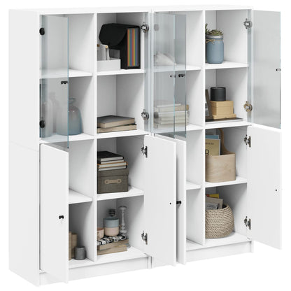 Highboard with Doors 68x37x142 cm Engineered Wood White