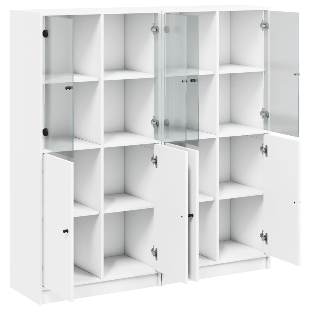 vidaXL Bookcase with Doors White 136x37x142 cm Engineered Wood 4