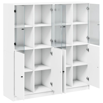 vidaXL Bookcase with Doors White 136x37x142 cm Engineered Wood 4