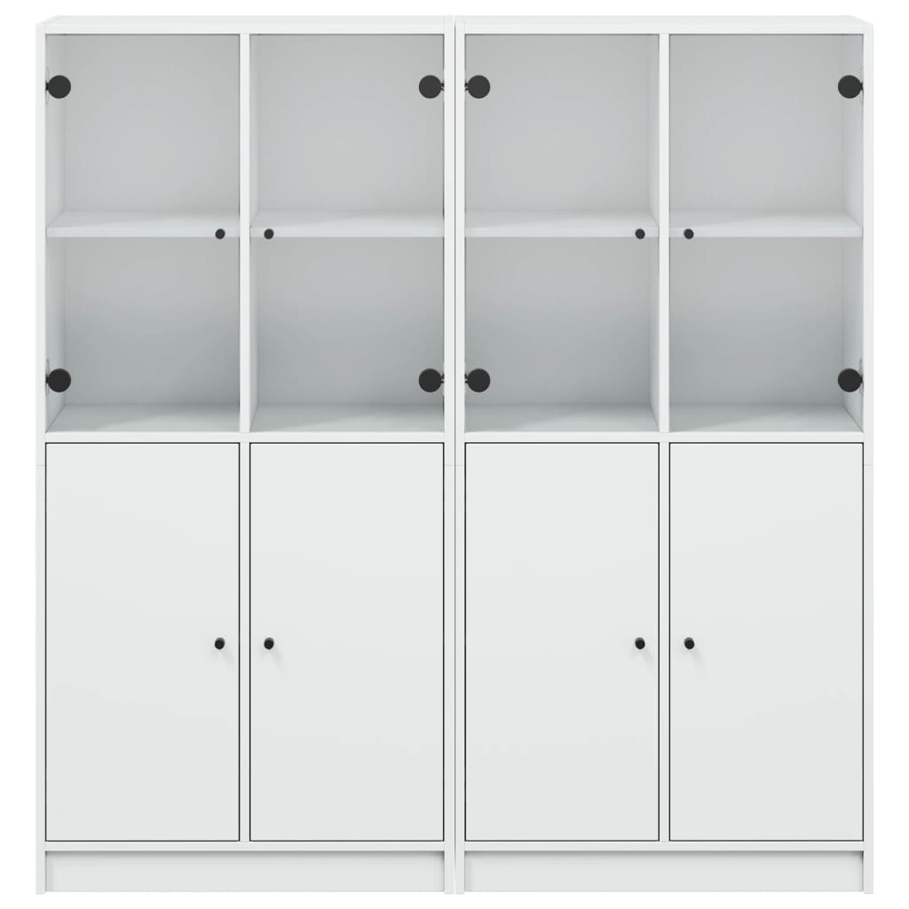 vidaXL Bookcase with Doors White 136x37x142 cm Engineered Wood 5