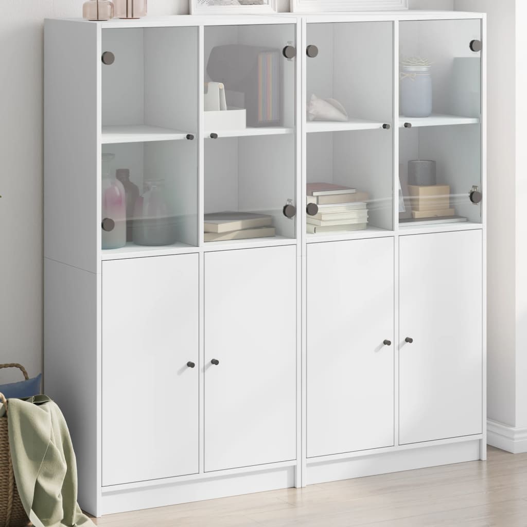 vidaXL Bookcase with Doors White 136x37x142 cm Engineered Wood 1