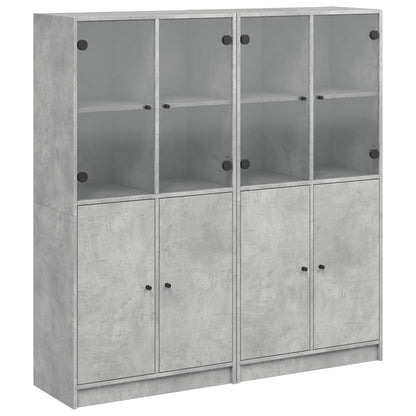 vidaXL Bookcase with Doors Concrete Grey 136x37x142 cm Engineered Wood 2