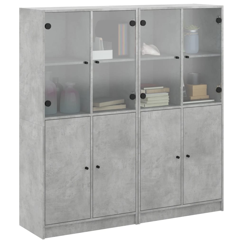 Highboard with Doors 68x37x142 cm Engineered Wood Concrete grey