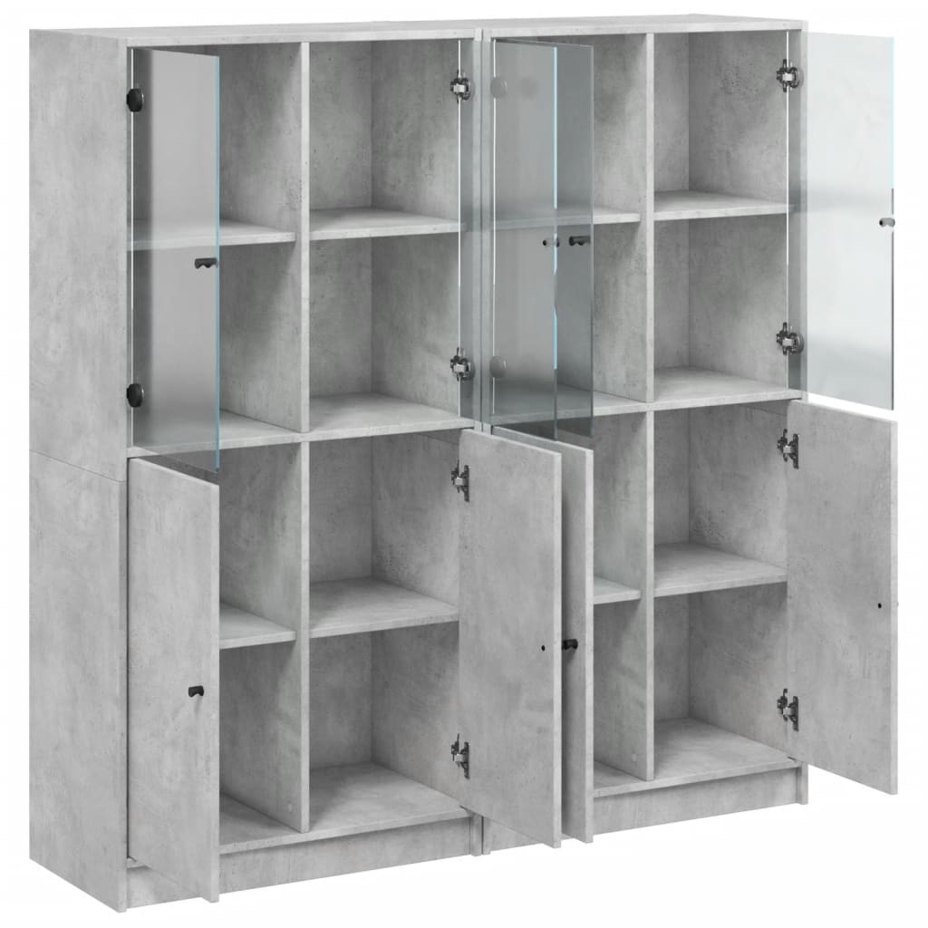 vidaXL Bookcase with Doors Concrete Grey 136x37x142 cm Engineered Wood 4