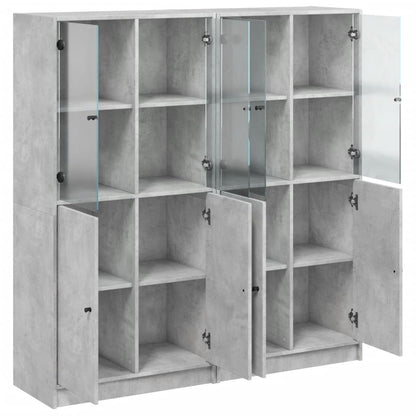 vidaXL Bookcase with Doors Concrete Grey 136x37x142 cm Engineered Wood 4