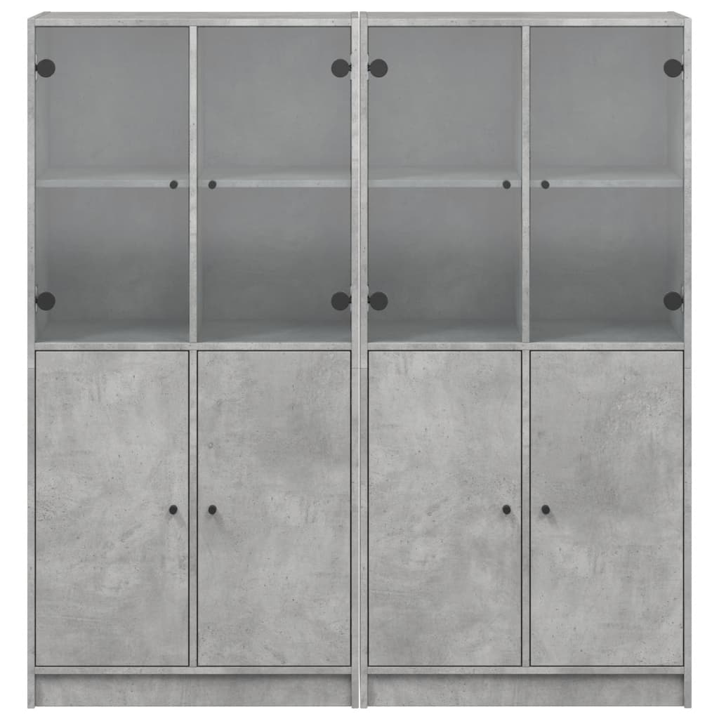 vidaXL Bookcase with Doors Concrete Grey 136x37x142 cm Engineered Wood 5