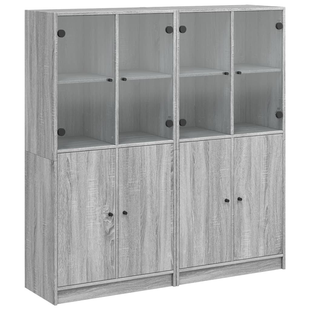 vidaXL Bookcase with Doors Grey Sonoma 136x37x142 cm Engineered Wood 2