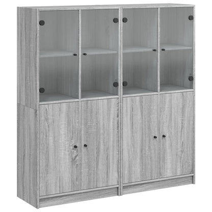 vidaXL Bookcase with Doors Grey Sonoma 136x37x142 cm Engineered Wood 2