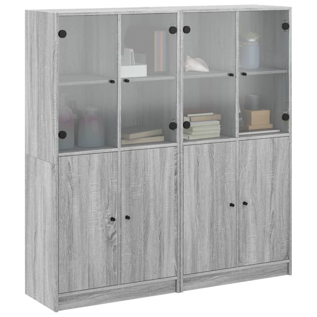vidaXL Bookcase with Doors Grey Sonoma 136x37x142 cm Engineered Wood 4