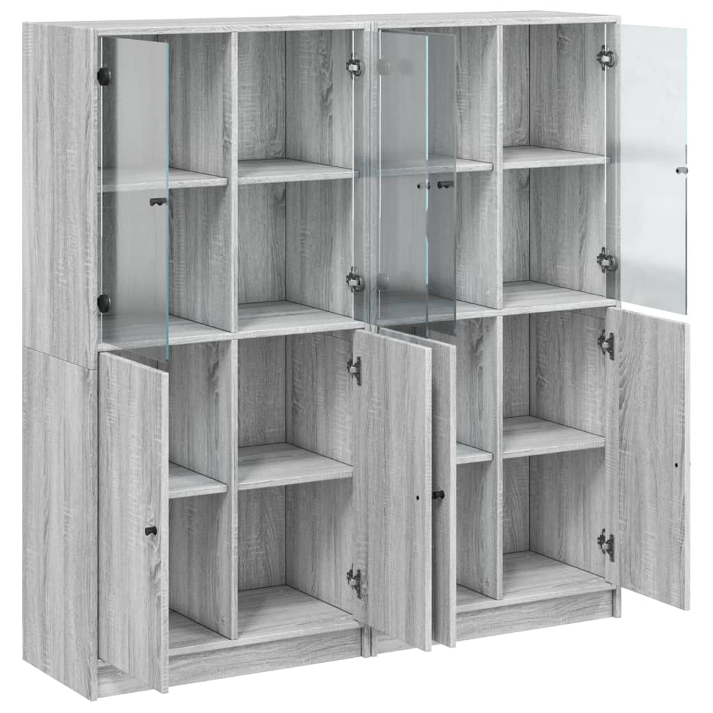 vidaXL Bookcase with Doors Grey Sonoma 136x37x142 cm Engineered Wood 5