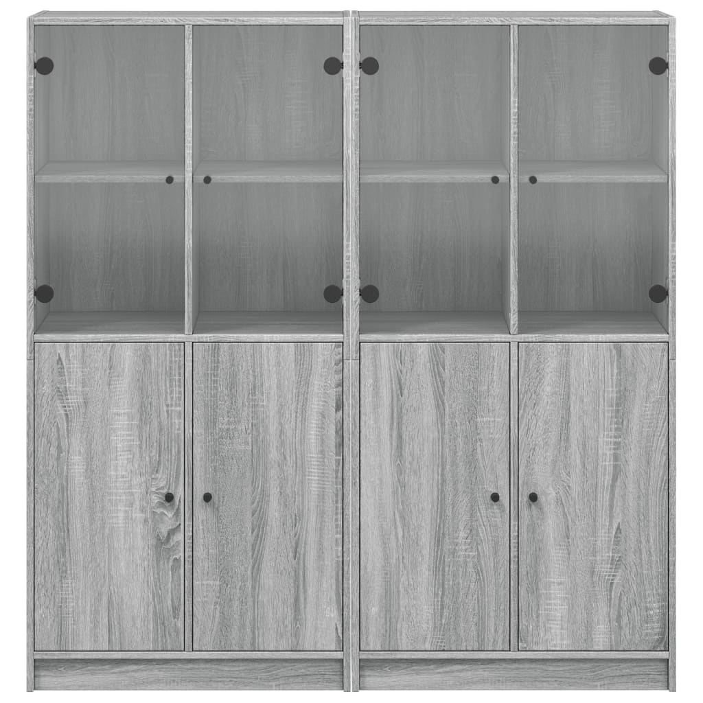 vidaXL Bookcase with Doors Grey Sonoma 136x37x142 cm Engineered Wood 6