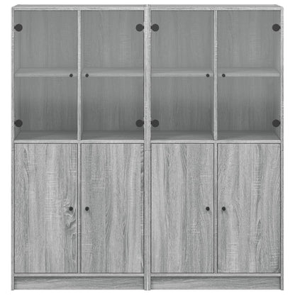 vidaXL Bookcase with Doors Grey Sonoma 136x37x142 cm Engineered Wood 6