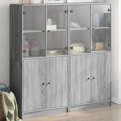 vidaXL Bookcase with Doors Grey Sonoma 136x37x142 cm Engineered Wood 1