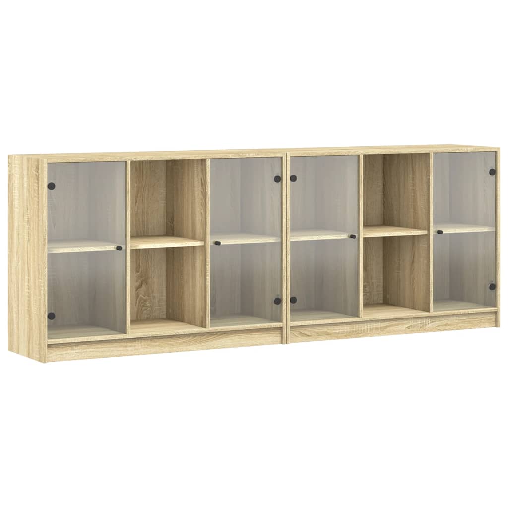 vidaXL Bookcase with Doors Sonoma Oak 204x37x75 cm Engineered Wood 2