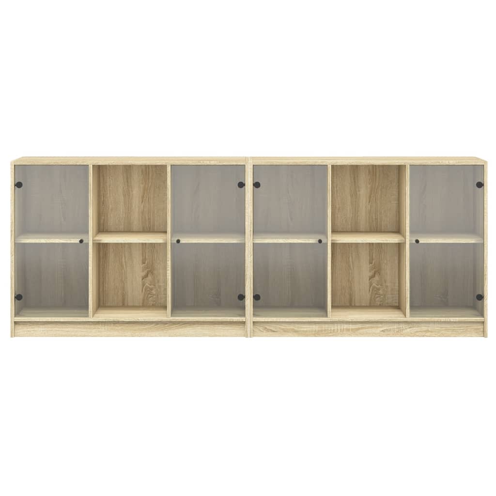 vidaXL Bookcase with Doors Sonoma Oak 204x37x75 cm Engineered Wood 4