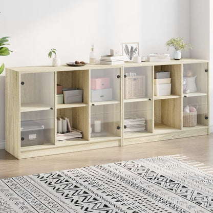 vidaXL Bookcase with Doors Sonoma Oak 204x37x75 cm Engineered Wood 1