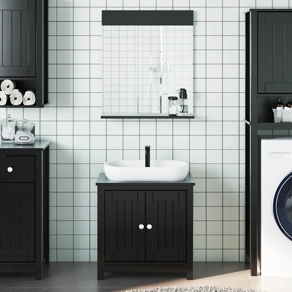 vidaXL Bathroom Furniture Set "BERG" Solid Wood Pine Black Depth 34 cm