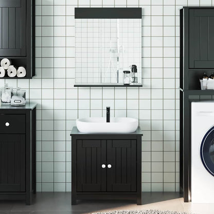 vidaXL Bathroom Furniture Set "BERG" Solid Wood Pine Black Depth 34 cm