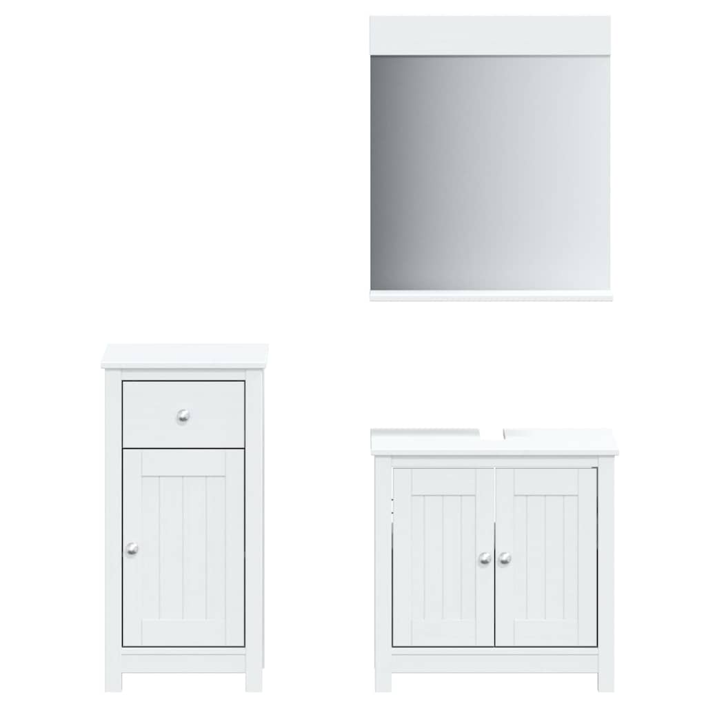 vidaXL 3 Piece Bathroom Furniture Set BERG White Solid Wood Pine 2