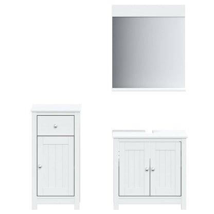 vidaXL 3 Piece Bathroom Furniture Set BERG White Solid Wood Pine 2