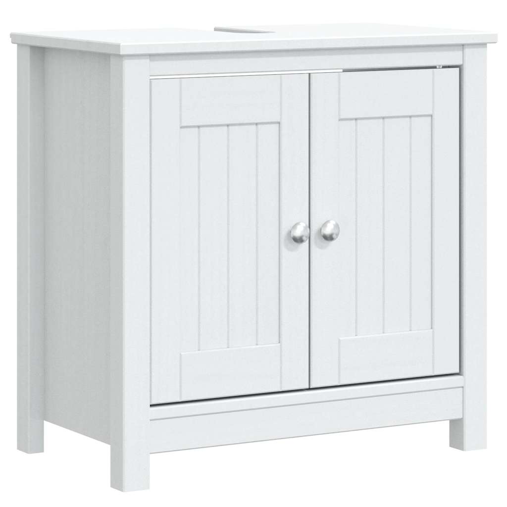 vidaXL 3 Piece Bathroom Furniture Set BERG White Solid Wood Pine 4